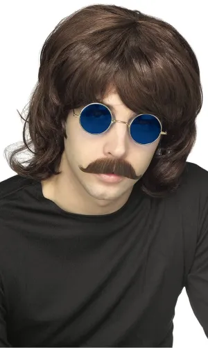 70s Shag Mens Brown Costume Wig