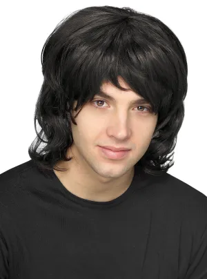 70s Shag Mens Wavy Black Costume Wig
