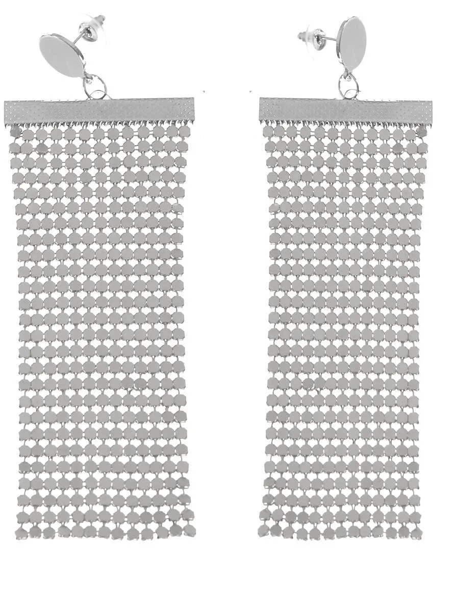 70s Silver Glo Mesh Costume Earrings
