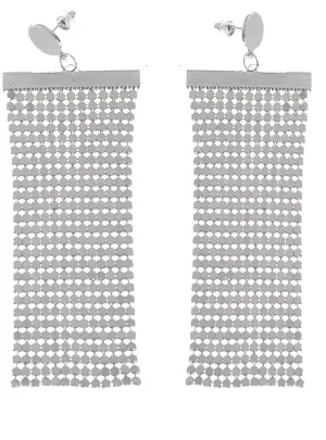 70s Silver Glo Mesh Costume Earrings