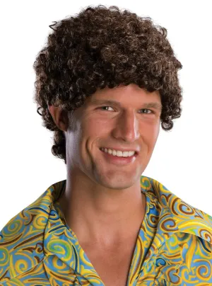 70s Tight Brown Mens Afro Costume Wig