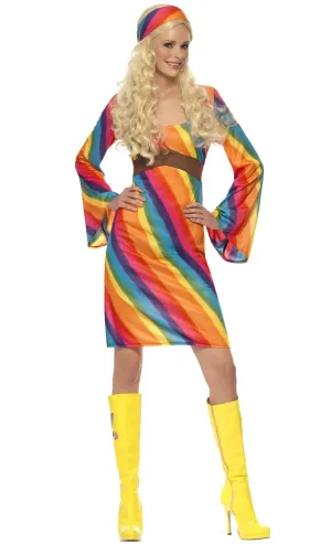 70s Womens Rainbow Hippie Costume