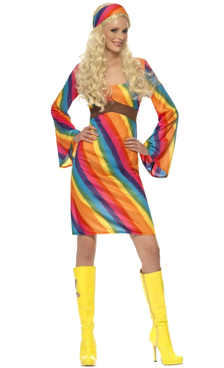 70s Womens Rainbow Hippie Costume