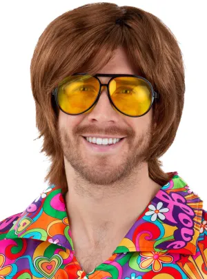 70s Yellow Lens Aviator Costume Glasses