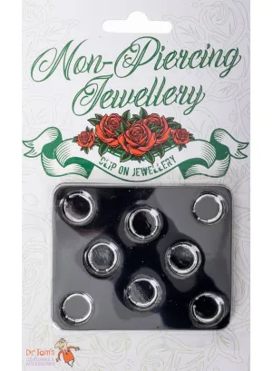 8 Pack Silver Fake Piercings Costume Accessory