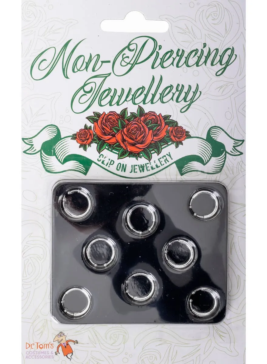 8 Pack Silver Fake Piercings Costume Accessory