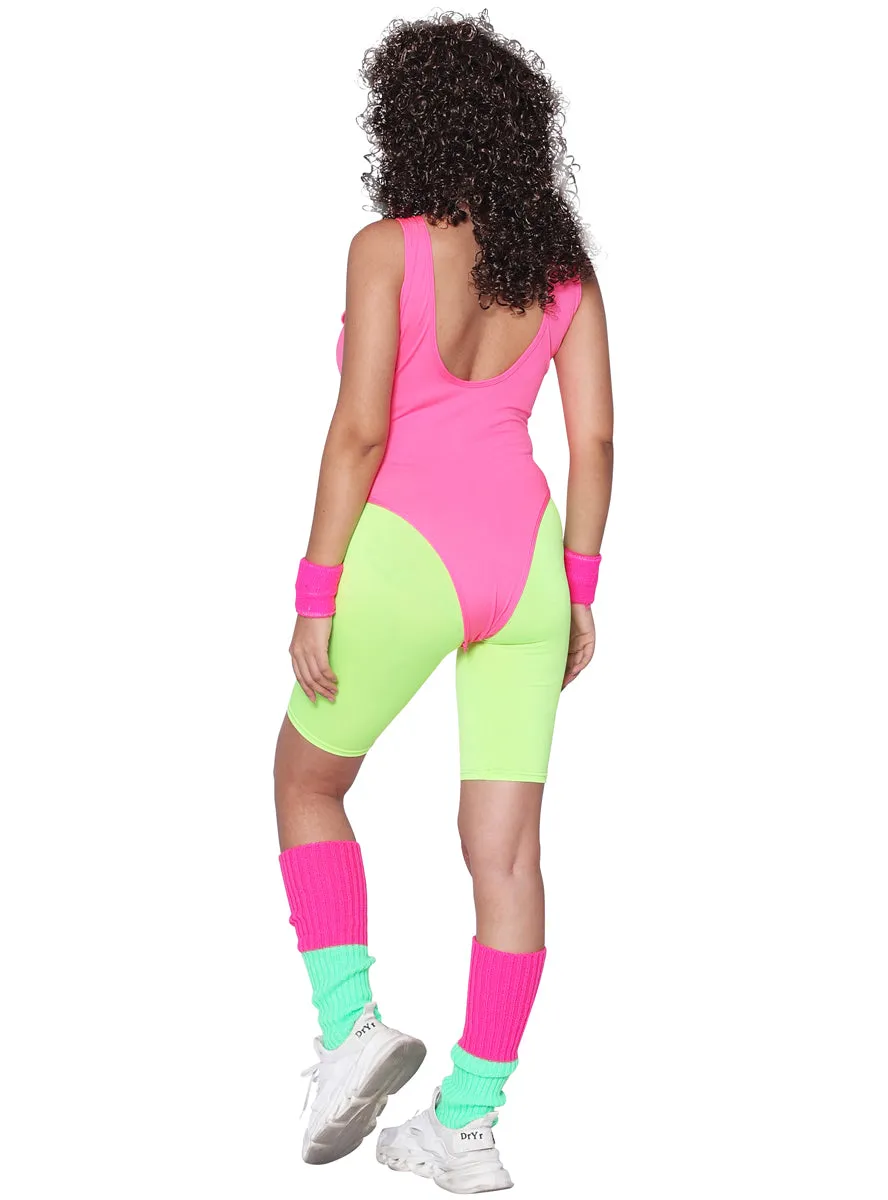 80s Aerobics Womens Pink Workout Costume