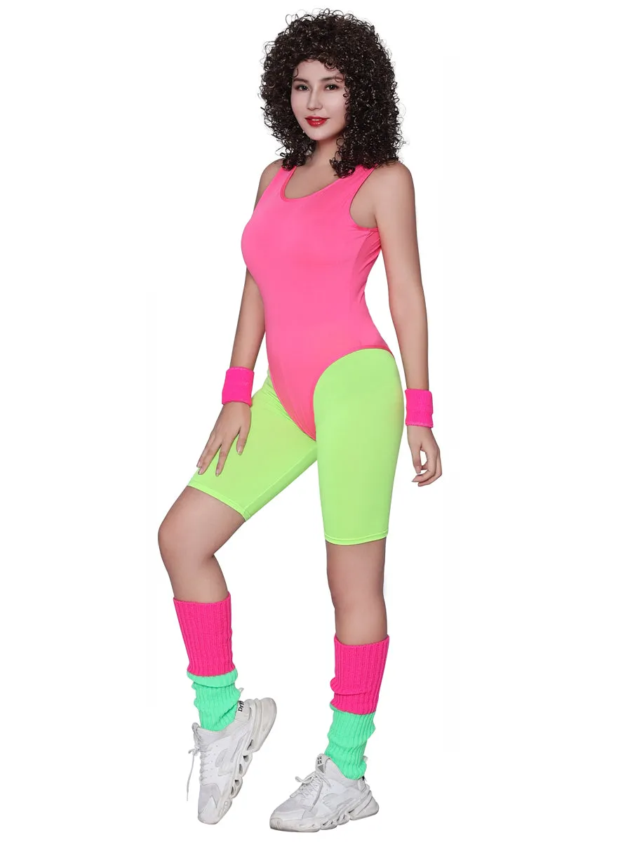 80s Aerobics Womens Pink Workout Costume