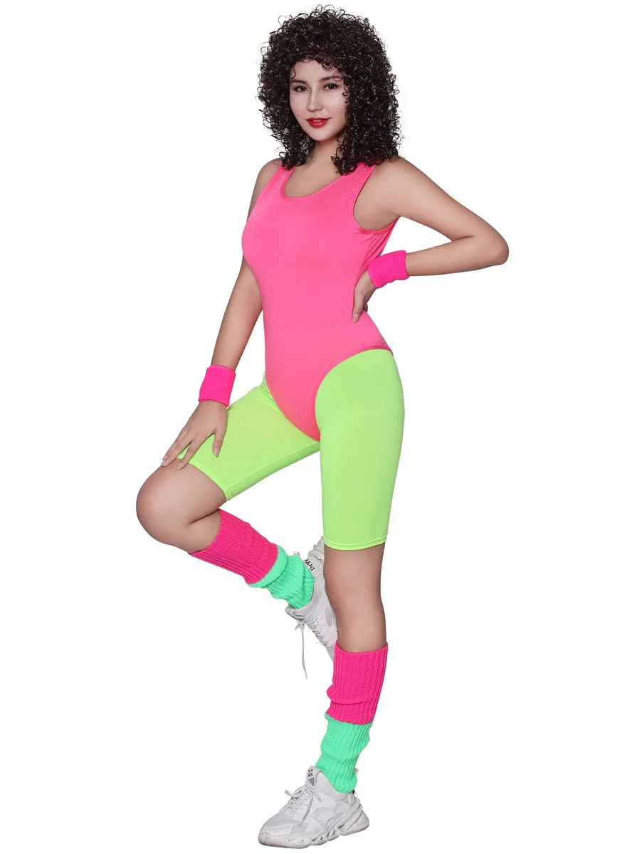 80s Aerobics Womens Pink Workout Costume
