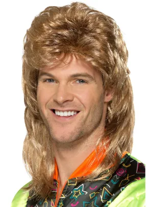 80s Brown with Blonde Highlights Mullet Mens Wig