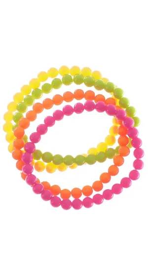80s Neon Beaded Bangles Set Costume Accessory