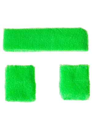 80s Neon Green 3 Piece Tennis Sweatbands Accessory Set