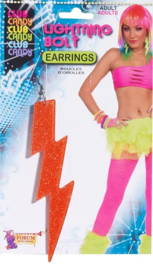 80s Orange Lightning Bolt Earrings