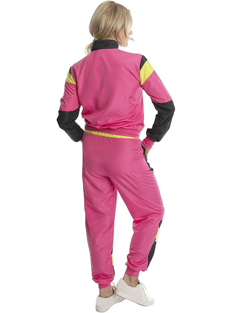 80s Pink and Black Tracksuit Womens Costume