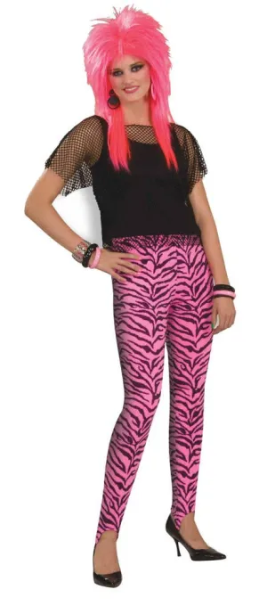 80s Pink Zebra Print Stirrup Pants