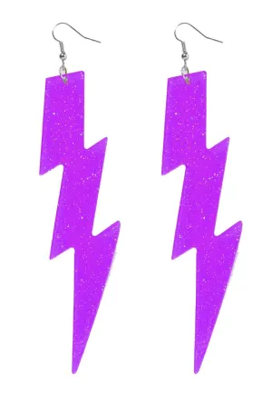 80s Purple Lightning Bolt Earrings