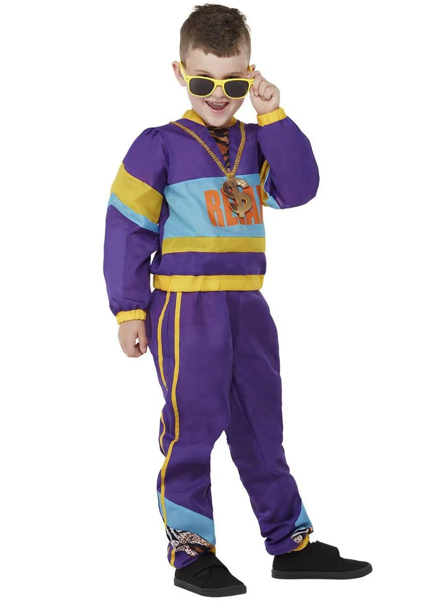 80s Relax Boys Purple Tracksuit Costume
