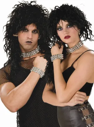 80s Silver Spiked Bracelet, Choker and Earrings Set