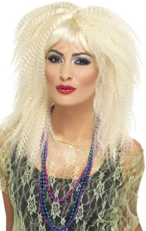 80s Trademark Crimped Blonde Costume Wig