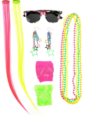 80s Valley Girl Neon 11 Piece Accessory Set