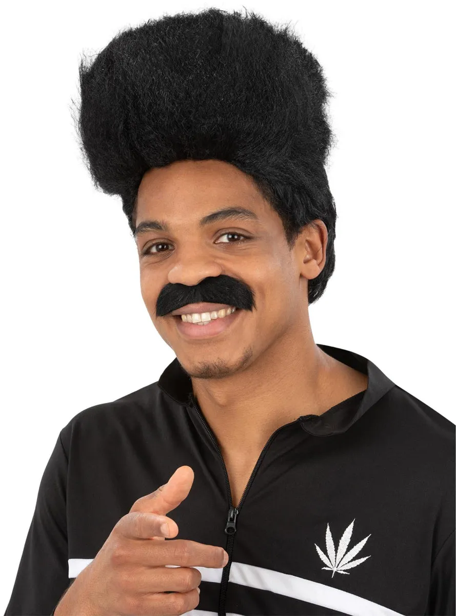 90s High Top Mens Black Costume Wig