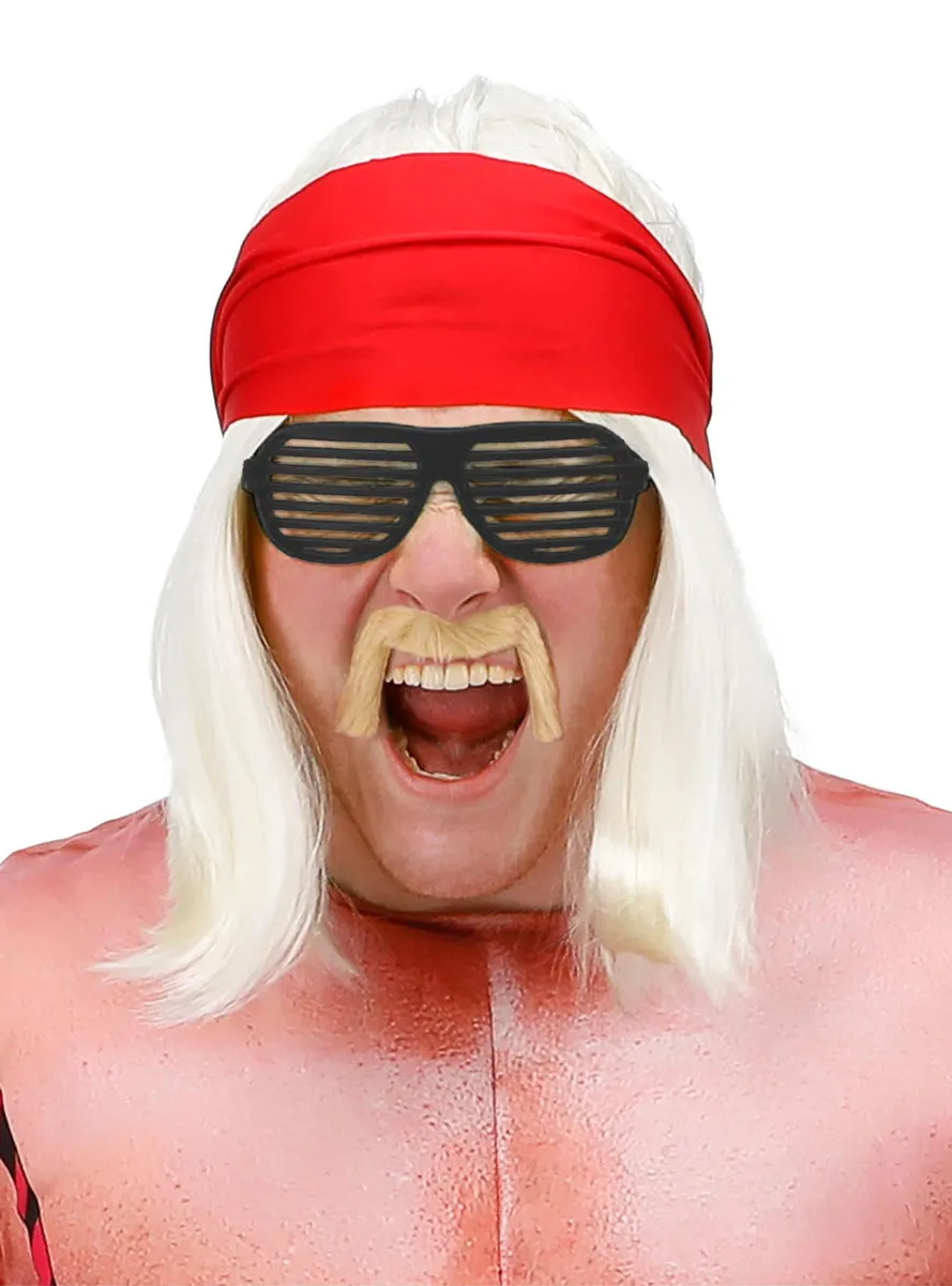 90s Wrestling Star Mens Blonde Costume Wig Set
