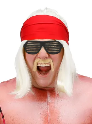 90s Wrestling Star Mens Blonde Costume Wig Set