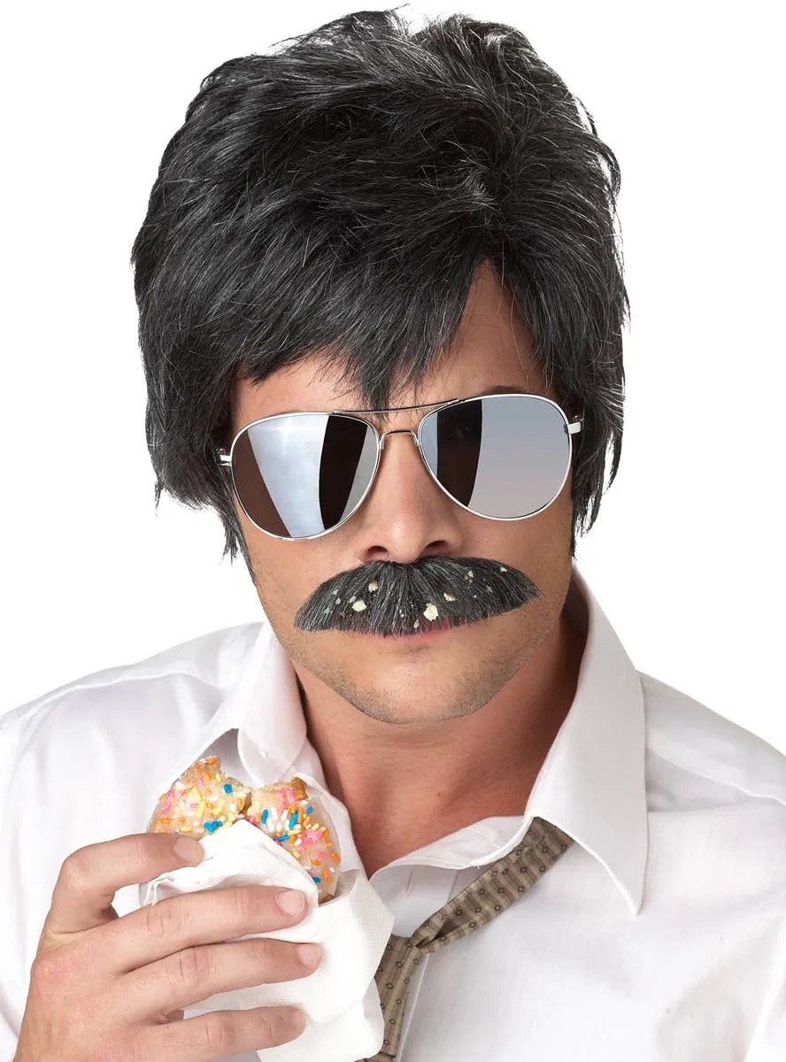 Ace Detective Mens 1970s Wig and Moustache Set