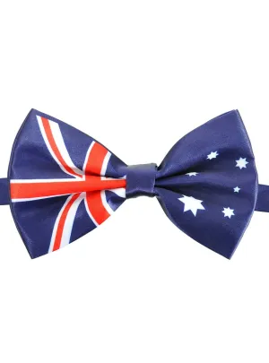 Adjustable Navy Blue Satin Australian Flag Bow Tie