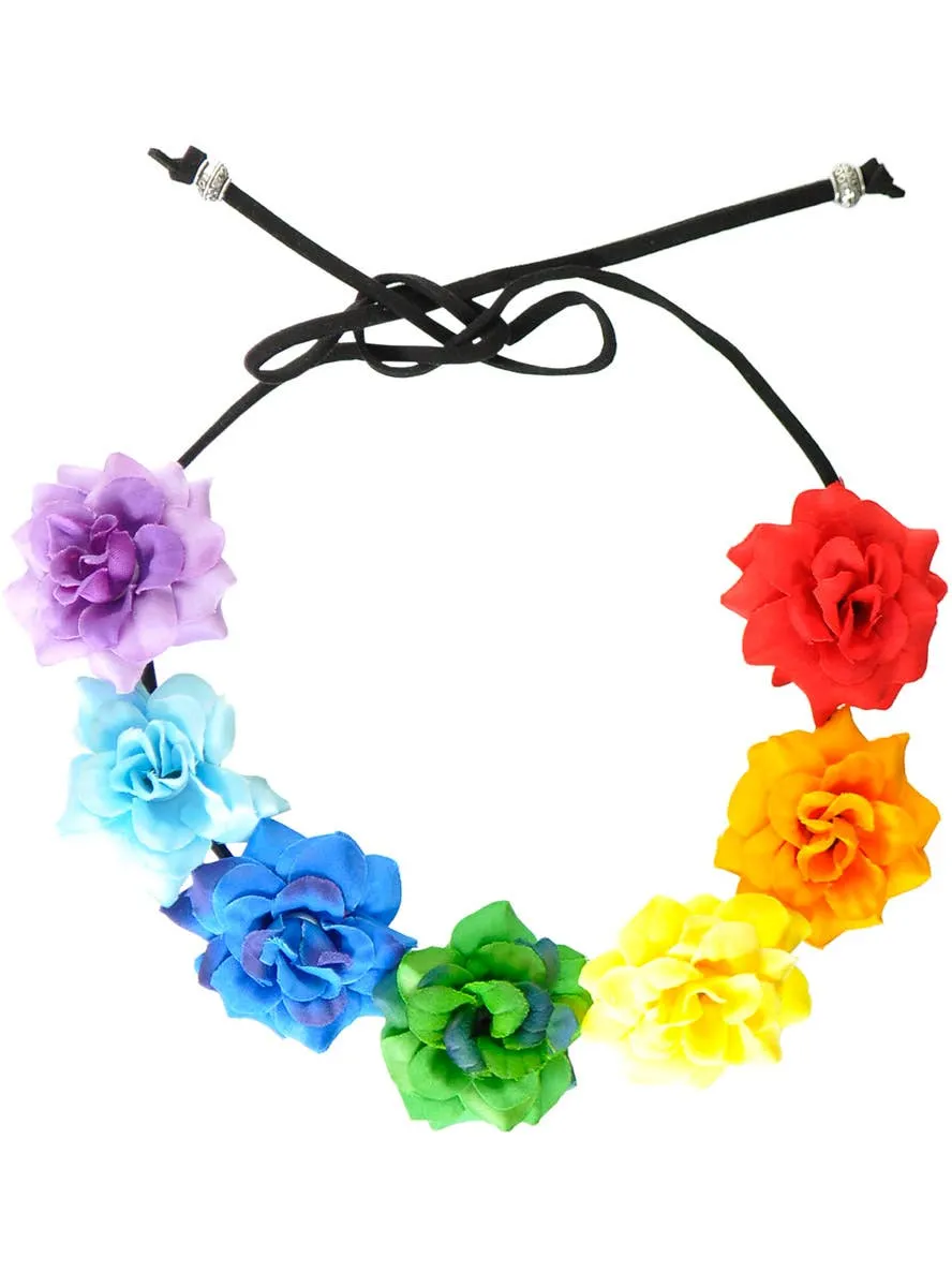 Adjustable Rainbow Flower Costume Headband