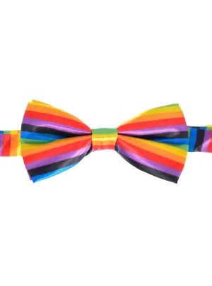 Adjustable Rainbow Striped Satin Costume Bow Tie