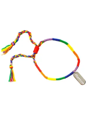 Adjustable Rainbow Thread Mardi Gras Bracelet