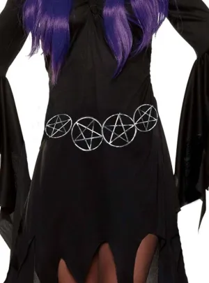 Adjustable Silver Metal Pentagram Costume Belt