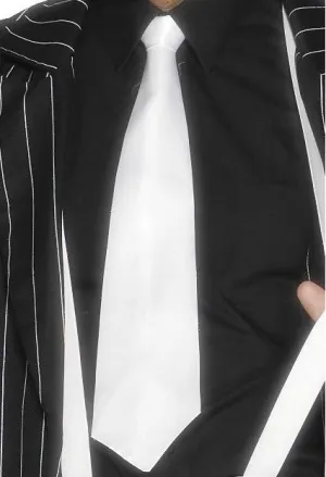 Adult 1920s White Gangster Tie with Elastic