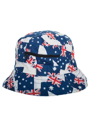 Adults Aussie Flag Australia Day Bucket Hat