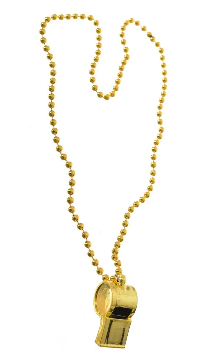 Adults Gold Whistle Necklace Party Costume Accessory