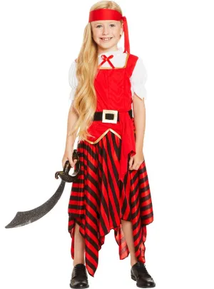 Adventurous Red Pirate Girls Dress Up Costume
