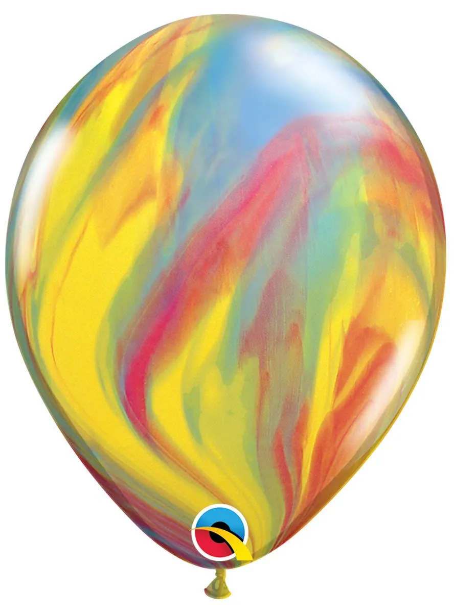 Agate Marble Effect Rainbow Coloured 27cm Single Latex Balloon