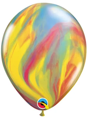 Agate Marble Effect Rainbow Coloured 27cm Single Latex Balloon