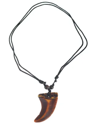 Aged Brown Dragon Tooth Fantasy Costume Necklace
