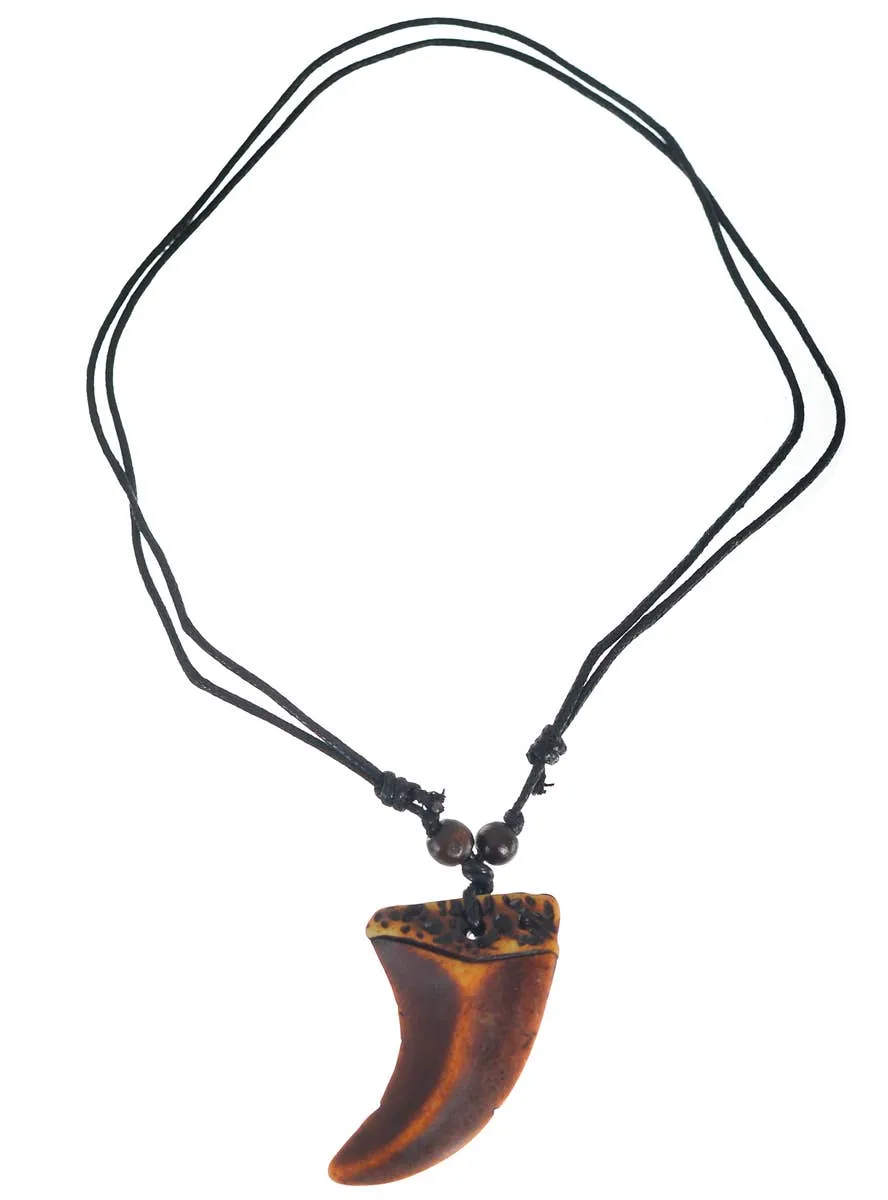 Aged Brown Dragon Tooth Fantasy Costume Necklace