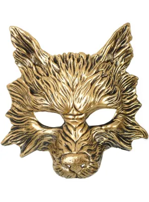 Aged Gold Half Face Wolf Costume Mask