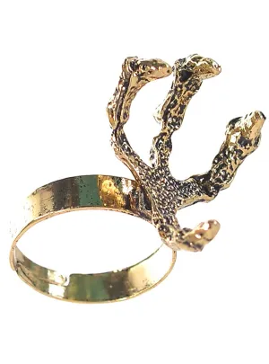 Aged Gold Medieval Dragon Claw Costume Ring