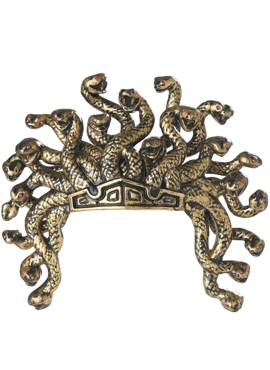 Aged Gold Medusa Snake Costume Headpiece