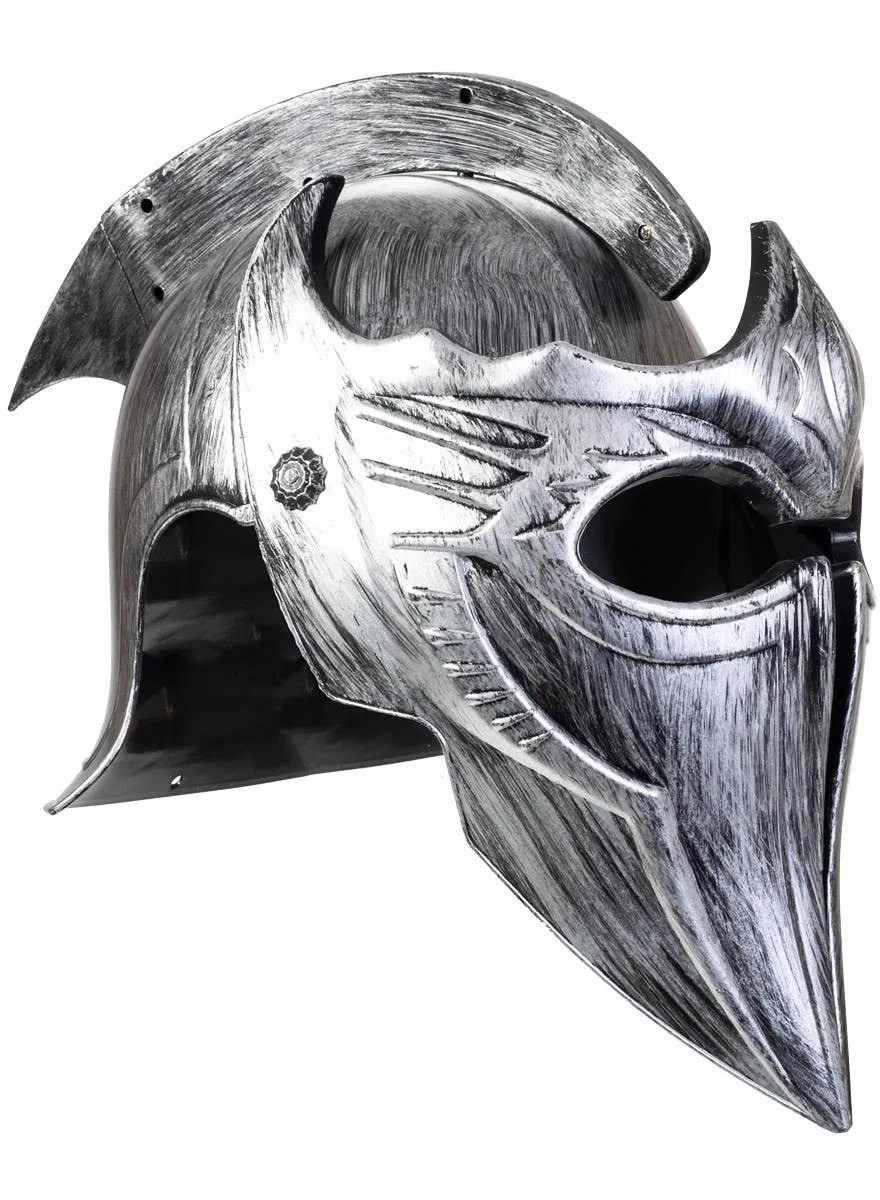Aged Silver Metal Look Gladiator Costume Helmet