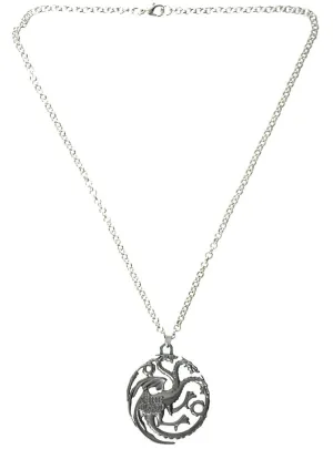 Aged Silver Targaryen Style Dragon Costume Necklace