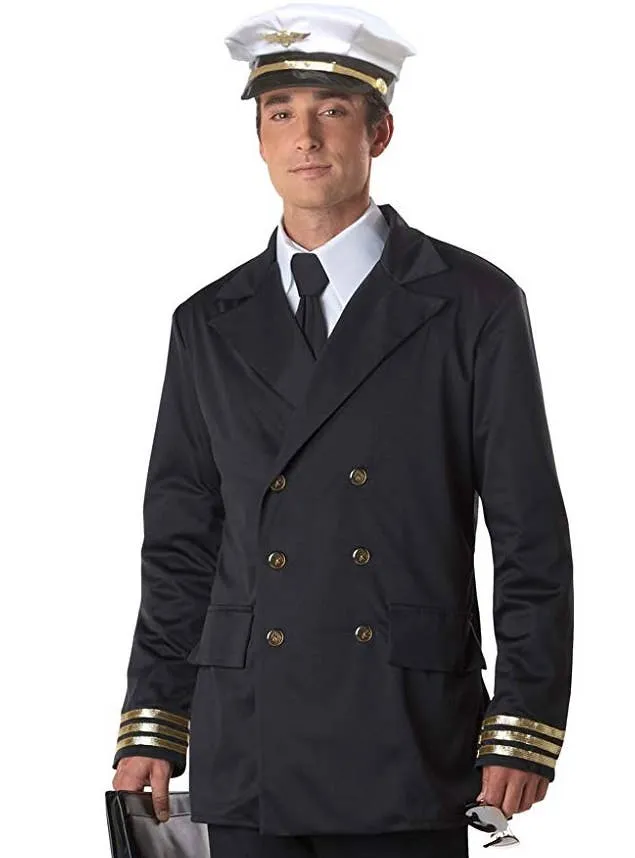 Airline Captain Mens Retro Pilot Uniform Costume