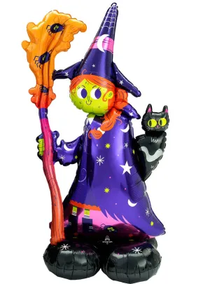 Airloonz Friendly Purple Witch Air-Filled 139cm Standing Foil Balloon