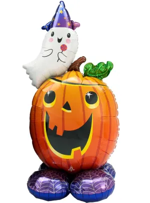 Airloonz Pumpkin and Ghost Air-Filled 71x142cm Standing Foil Balloon