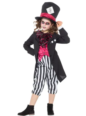 Alice In Wonderland Girls Dark Mad Hatter Costume
